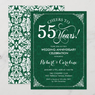 Invitation 55e anniversaire du Mariage Emerald Green Damask