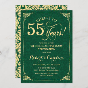 Invitation 55e anniversaire du Mariage Emerald Green Gold Dam
