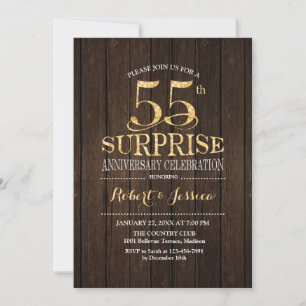 Invitation 55e anniversaire du Mariage surprise - Gold Bois