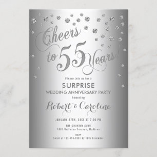 Invitation 55e anniversaire Mariage de surprise - Argent