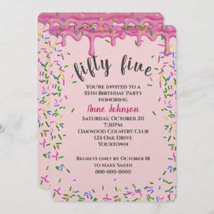 Invitation 55e Anniversaire Pink Icing Et Sprinkles
