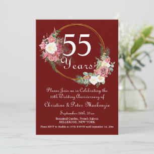 Invitation 55e Mariage Emerald Anniversaire Rose Gold Frame