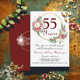Invitation 55e Mariage Emerald Anniversaire Rose Gold Frame