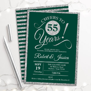 Invitation 55th Anniversary Party - Emerald Green Silver