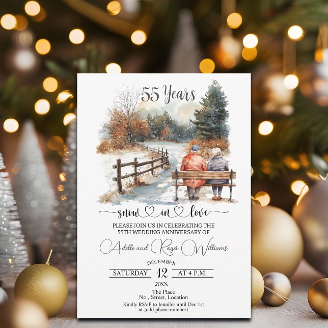 Invitation 55th Wedding Anniversary Winter Landscape Romantic (Créateur téléchargé)