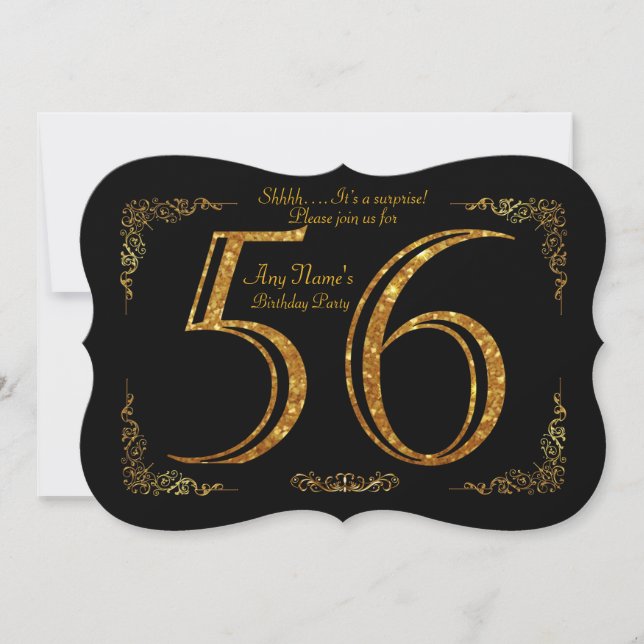Invitation 56ème, fête d'anniversaire 56ème, grand Gatsby, no (Devant)