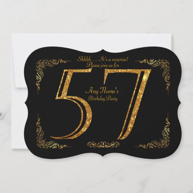 Invitation 57ème, fête d'anniversaire 57ème, grand Gatsby, no (Devant)