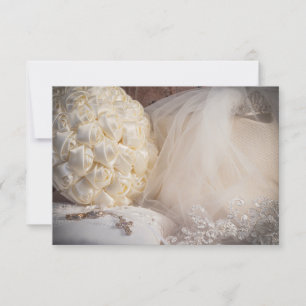 Invitation 5882-Bouquet avec Anneaux, Voile et Croix