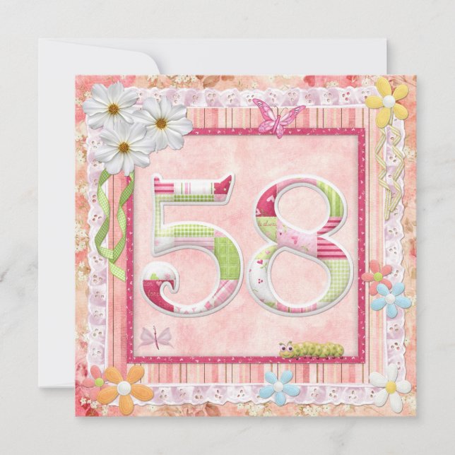Invitation 58e anniversaire style scrapbooking (Devant)