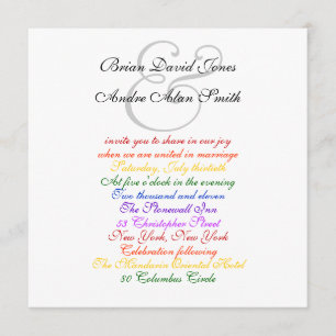Invitation 5,25 po2 Gay Mariage Rainbow LGBT Pride de base