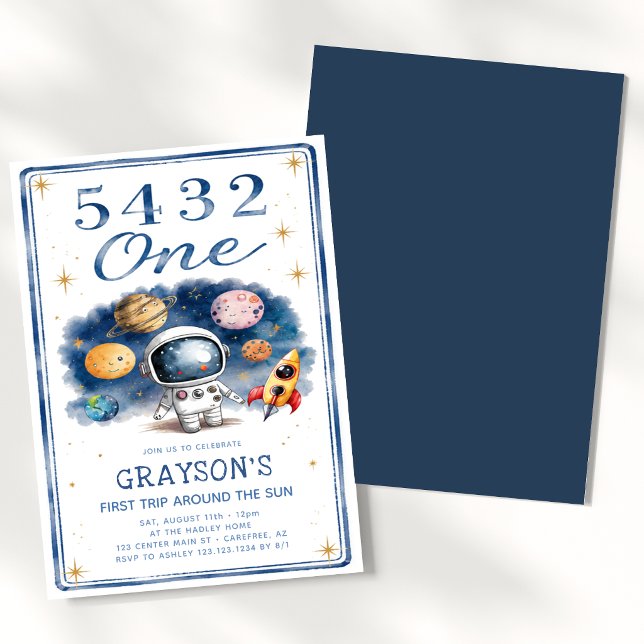 Invitation 5 4 3 2 Un Premier Anniversaire Bleu (Créateur téléchargé)