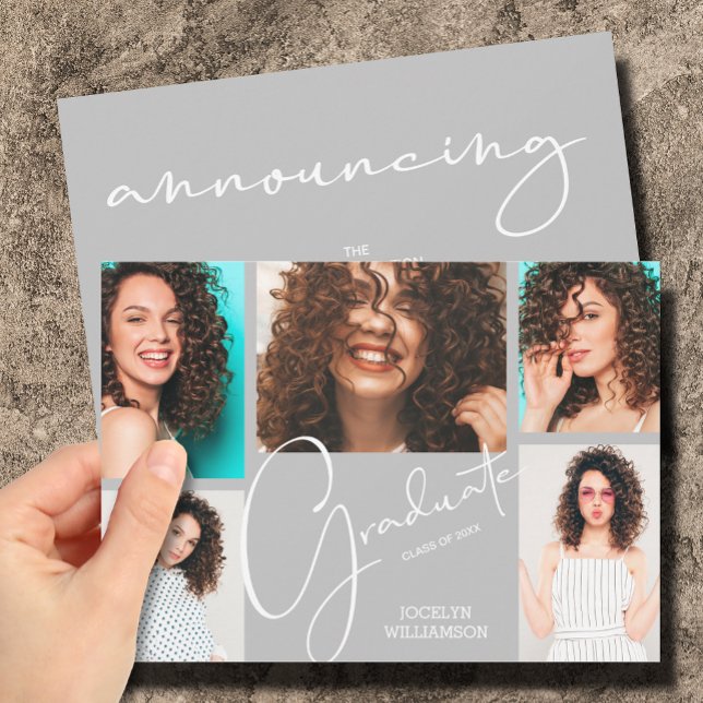 Invitation 5 Graduation en gris photo (Créateur téléchargé)