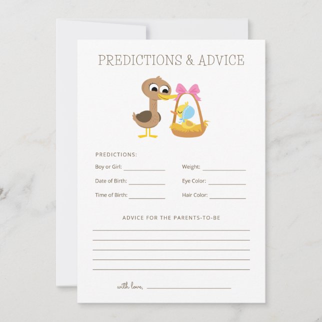 Invitation 5 Petits Canards | Prédictions et Conseils Baby Sh (Devant)