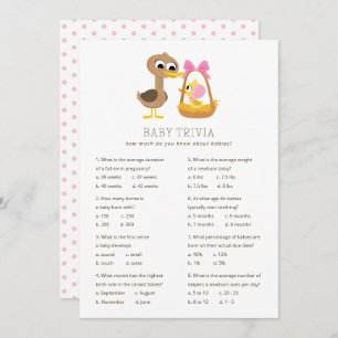 Invitation 5 Petits Canards Trivia bébé Baby shower fille