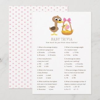 Invitation 5 Petits Canards Trivia bébé | Baby shower fille