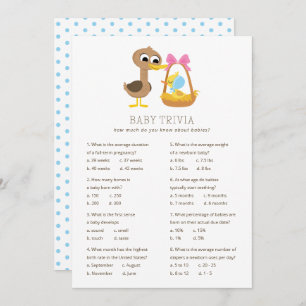 Invitation 5 Petits Canards Trivia bébé Baby shower garçon