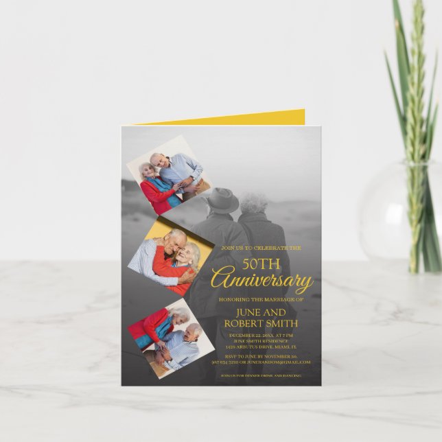 Invitation 5 photo 50e anniversaire de mariage d'or (Devant)