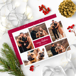 Invitation 5 Photos Collage Chic Écriture Joyeux Noël