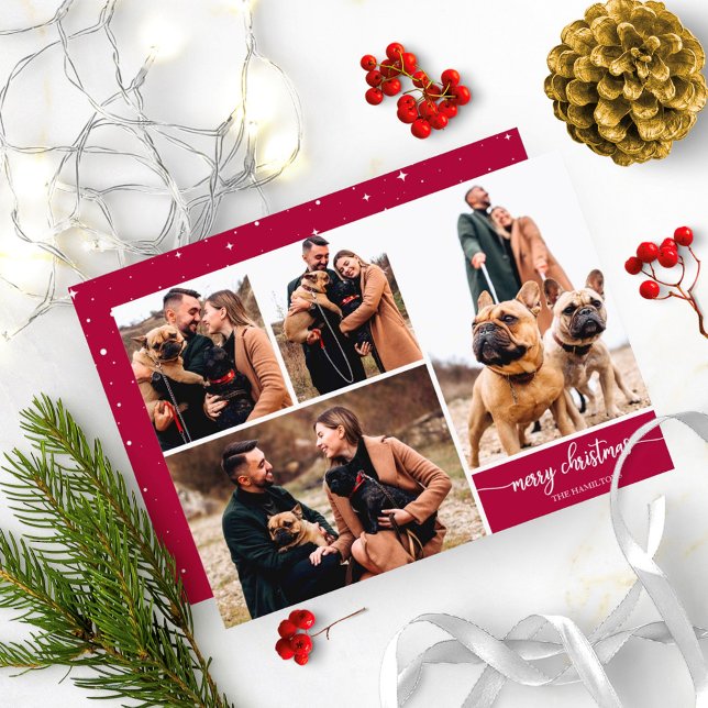 Invitation 5 Photos Collage Simple Élégant Joyeux Noël (Créateur téléchargé)