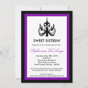 Invitation 5 x 7 Chandelier Royal Purple 16 Anniversaire Invi