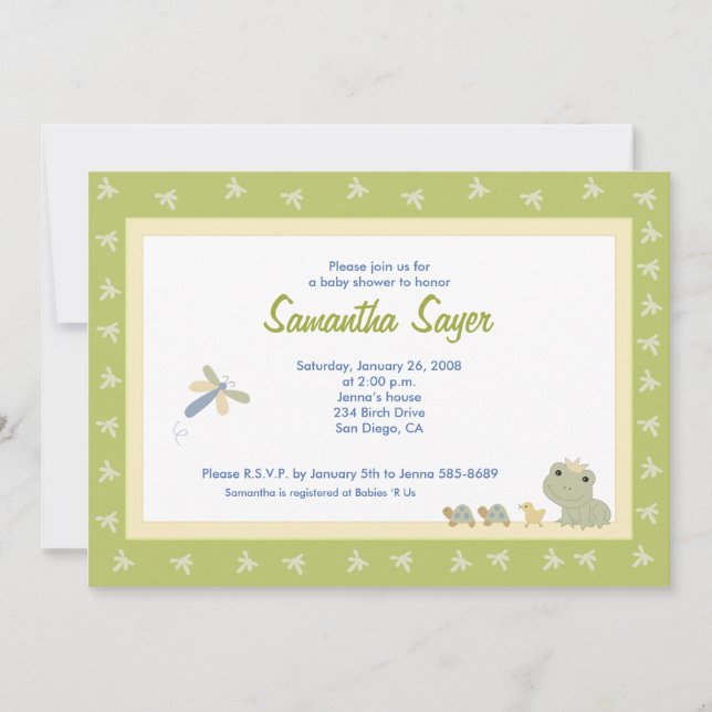 Invitation 5 x 7 Contes Froggy Contes Grenouille Baby shower  (Devant)