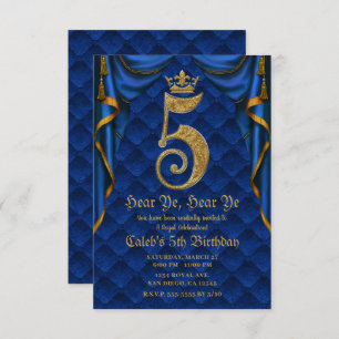 Invitation 5e 5 fête d'anniversaire Royal Blue Gold Crown