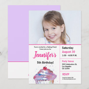 Invitation 5e anniversaire de la pâtisserie de cupcake