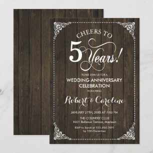 Invitation 5e anniversaire de mariage - Bois