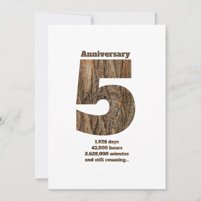 Invitation 5e anniversaire de mariage - Célébration en bois (Devant)