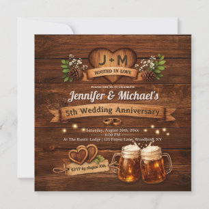 Invitation 5e anniversaire de mariage en bois "Nous sommes to