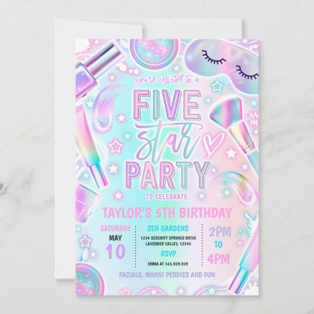 Invitation 5e anniversaire du maquillage Spa cinq étoiles Par (Devant)