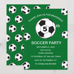 Invitation 5e anniversaire Fête de football Green Boys Sports