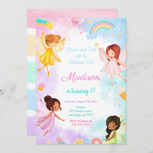 Invitation 5e anniversaire Golden Fairy Party