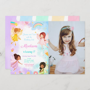 Invitation 5e anniversaire Golden Fairy Party Photo