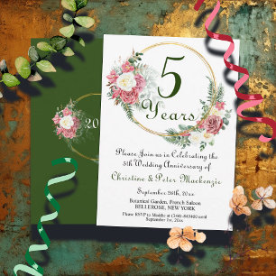 Invitation 5e anniversaire Mariage de bois Rose Gold Frame