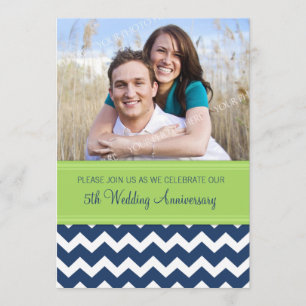Invitation 5e Anniversaire Photo Vert Bleu