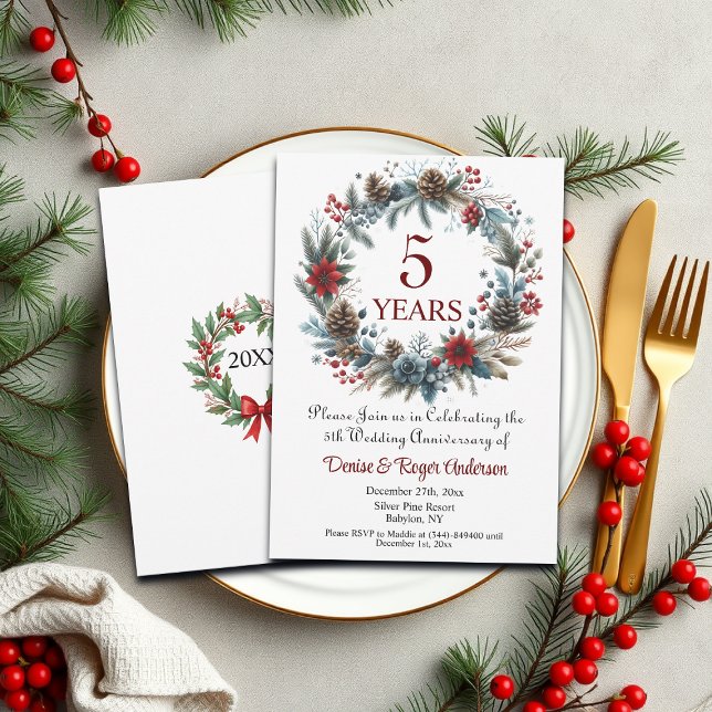 Invitation 5ème anniversaire de mariage Bois Hiver (Créateur téléchargé)
