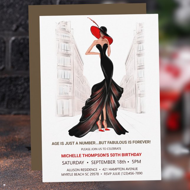 Invitation 5O ET FABULEUSE ÉLÉGANTE CHIC FEMME'S Birthday (Créateur téléchargé)