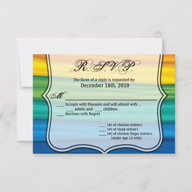 Invitation 5x3.5 R.S.V.P Card lgbtq rainbow flag gay lesbian (Devant)