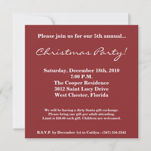 Invitation 5x5 Christmas XMAS Ornaments Christmas Invite (Devant)