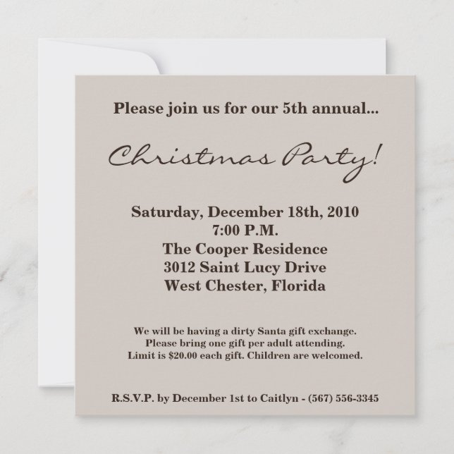 Invitation 5x5 Christmas XMAS Snowflake Christmas Invite (Devant)