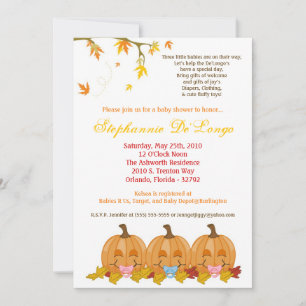 Invitation 5x7 Automne Feuilles TRIPLETS Baby shower Invitati