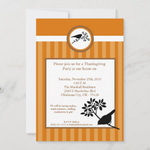 Invitation 5x7 Automne Récolte d'oiseaux Thanksgiving Invitat