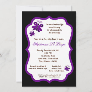 Invitation 5x7 Baby shower à papillon noir
