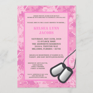 Invitation 5x7 Baby shower ACU Camo ARMY rose