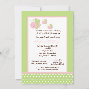 Invitation 5x7 Baby shower d'abeilles de miel vert clair