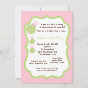 Invitation 5x7 Baby shower de bug rose pâle