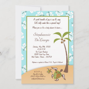 Invitation 5x7 Baby shower de la tortue tropicale Mama Invita