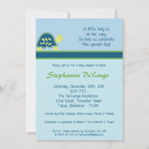 Invitation 5x7 Baby shower des tortues de mer bleue Invitatio
