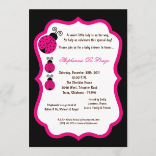 Invitation 5x7 Baby shower noir de la dame